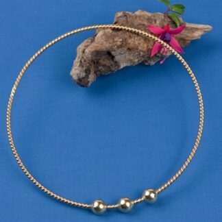 Inel de Lumină Cubit Sacru 1, Cupru, Placat cu Aur de 24K cu 3 Bile